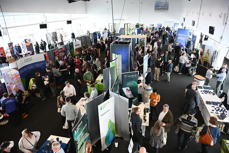Silverstone Wing exhibition Halls filled with exhibitors and visitors